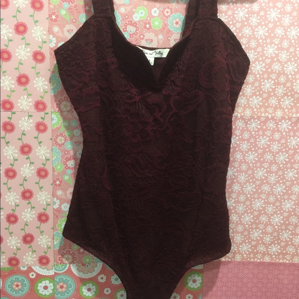Vine and Valley burgundy thong bodysuit
